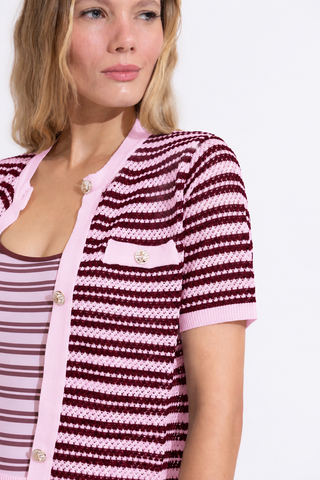CONJUNTO TELA TRICOT ROSA/VINHO