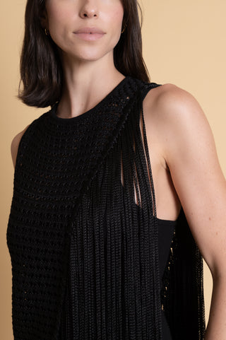 VESTIDO FRANJA PRETO