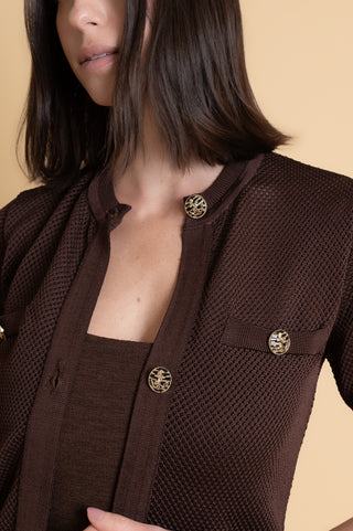 CONJUNTO TELA TRICOT MARROM