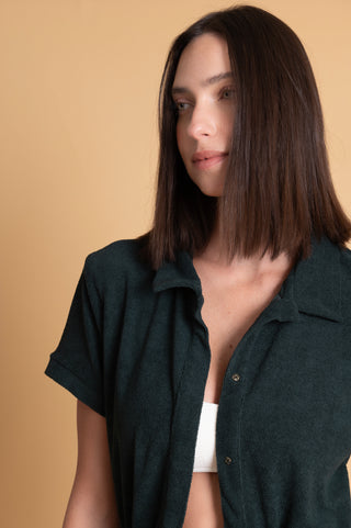 VESTIDO POLO ATOALHADO VERDE MUSGO