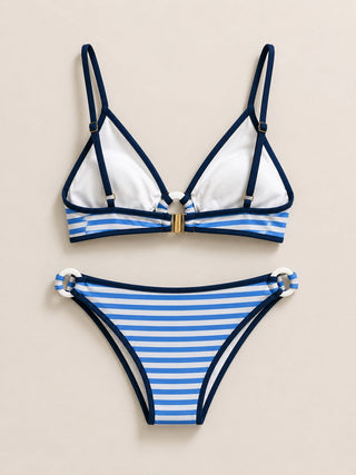 BIQUINI MAREA LISTRA AZUL CLARA E BRANCA