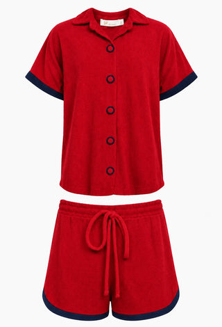 CONJUNTO SPA VERMELHO C/ DETALHE MARINHO