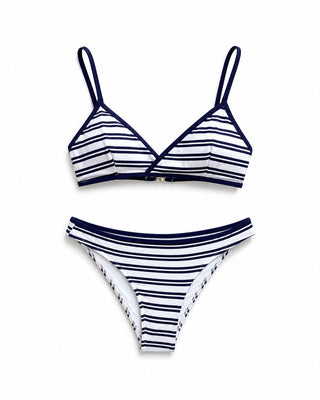BIQUINI GABI LISTRADO OFF WHITE C/ MARINHO