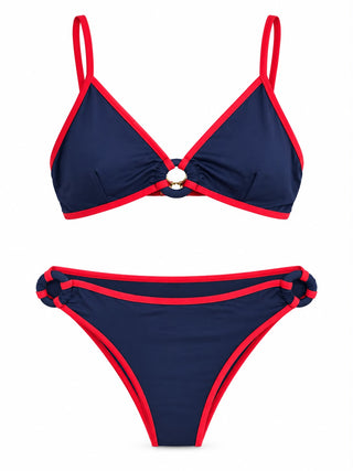 BIQUINI MAREA MARINHO / VIVO VERMELHO ARGOLA MARINHO