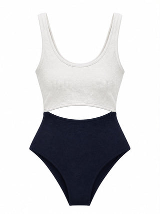 MAIO SERENA BICOLOR OFF WHITE / MARINHO